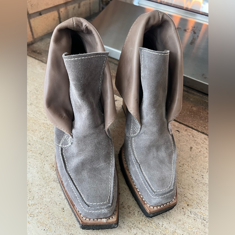 Dusica Sacks Handmade Italian Leather Booties Grey, Size European 40/ USA 9.5